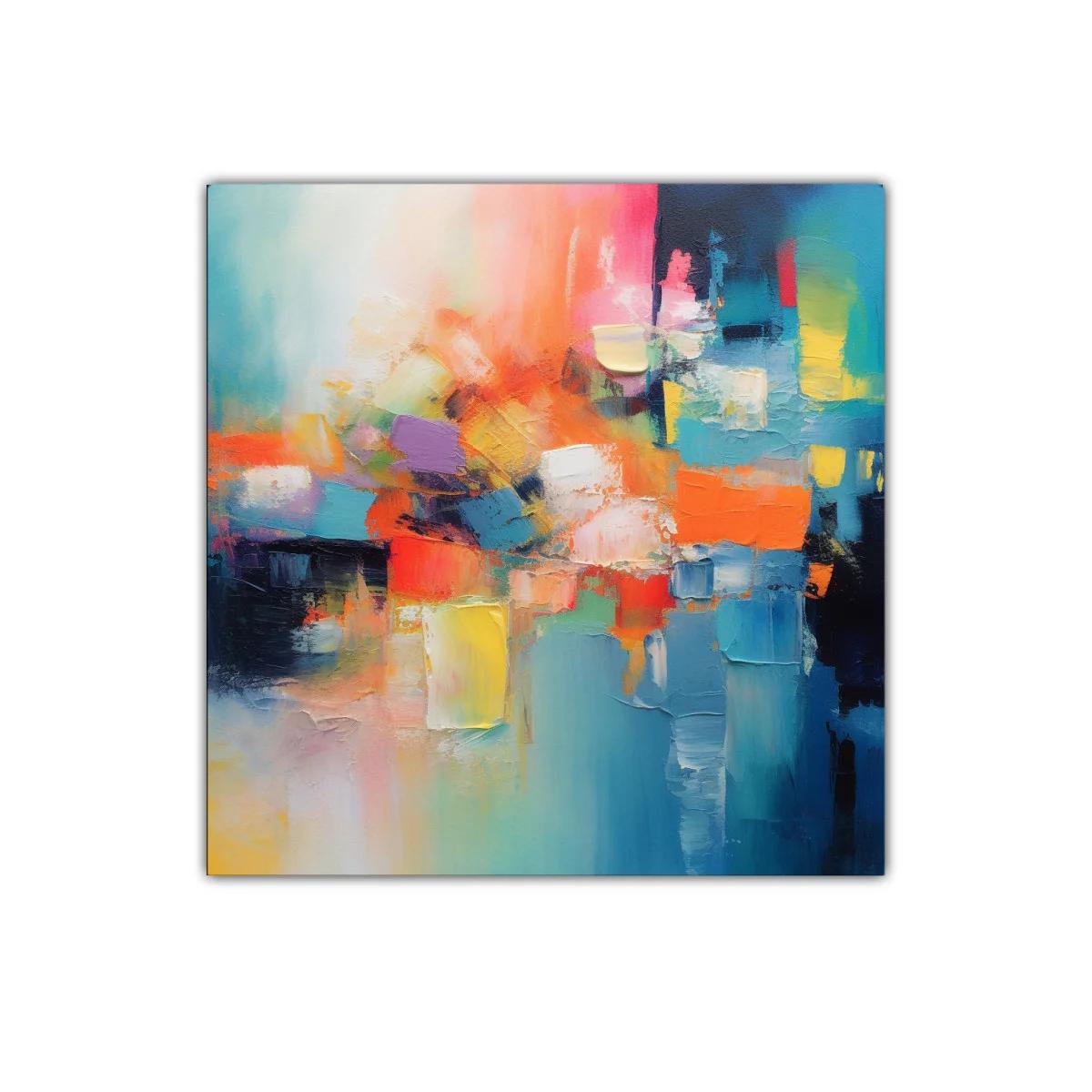 Cuadro decorativo abstracto en vibrantes tonos cálidos y fríos