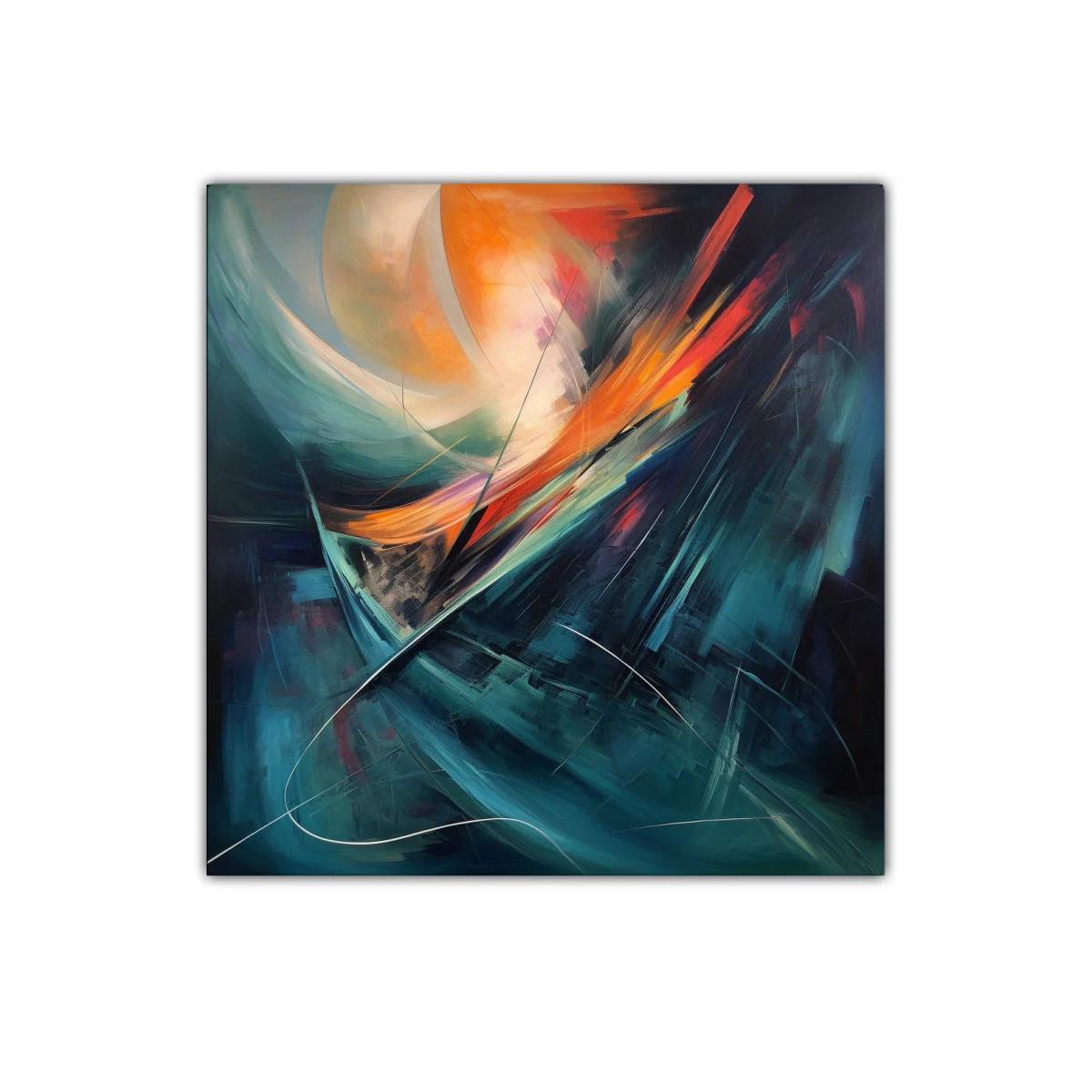 Composición abstracta con tonos vibrantes y profundidad dinámica