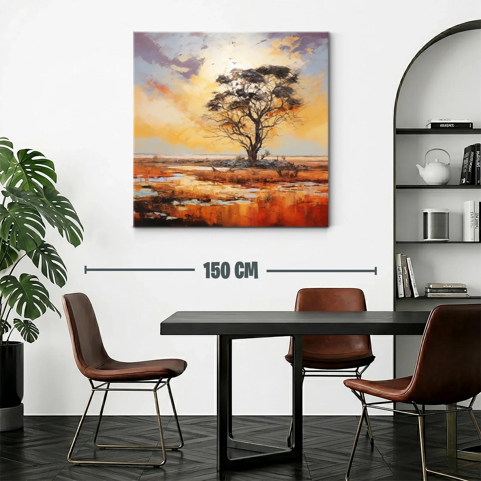 Solitaria silueta de árbol al atardecer en paisaje abierto — miniatura 2