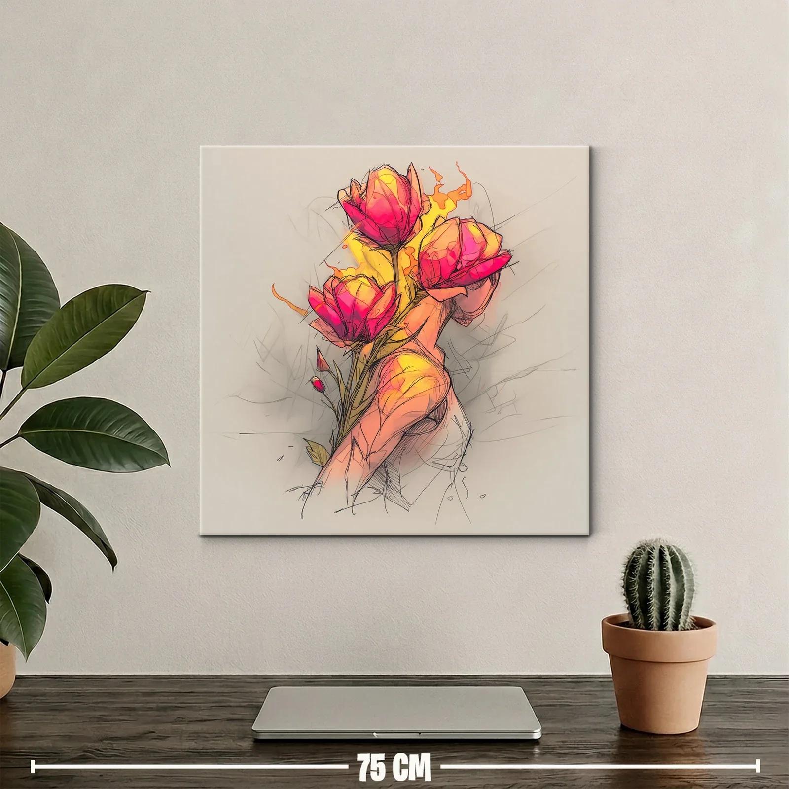 Figura femenina con flores en tonos cálidos y vibrantes — miniatura 2