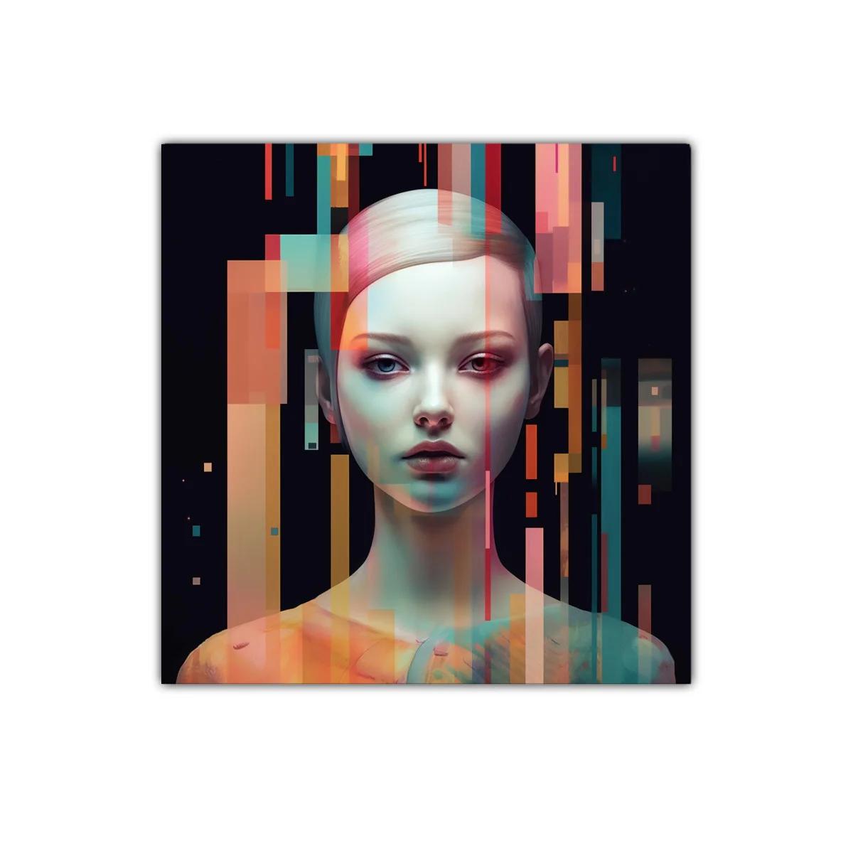 Retrato futurista con contraste de luz y color — imagen principal