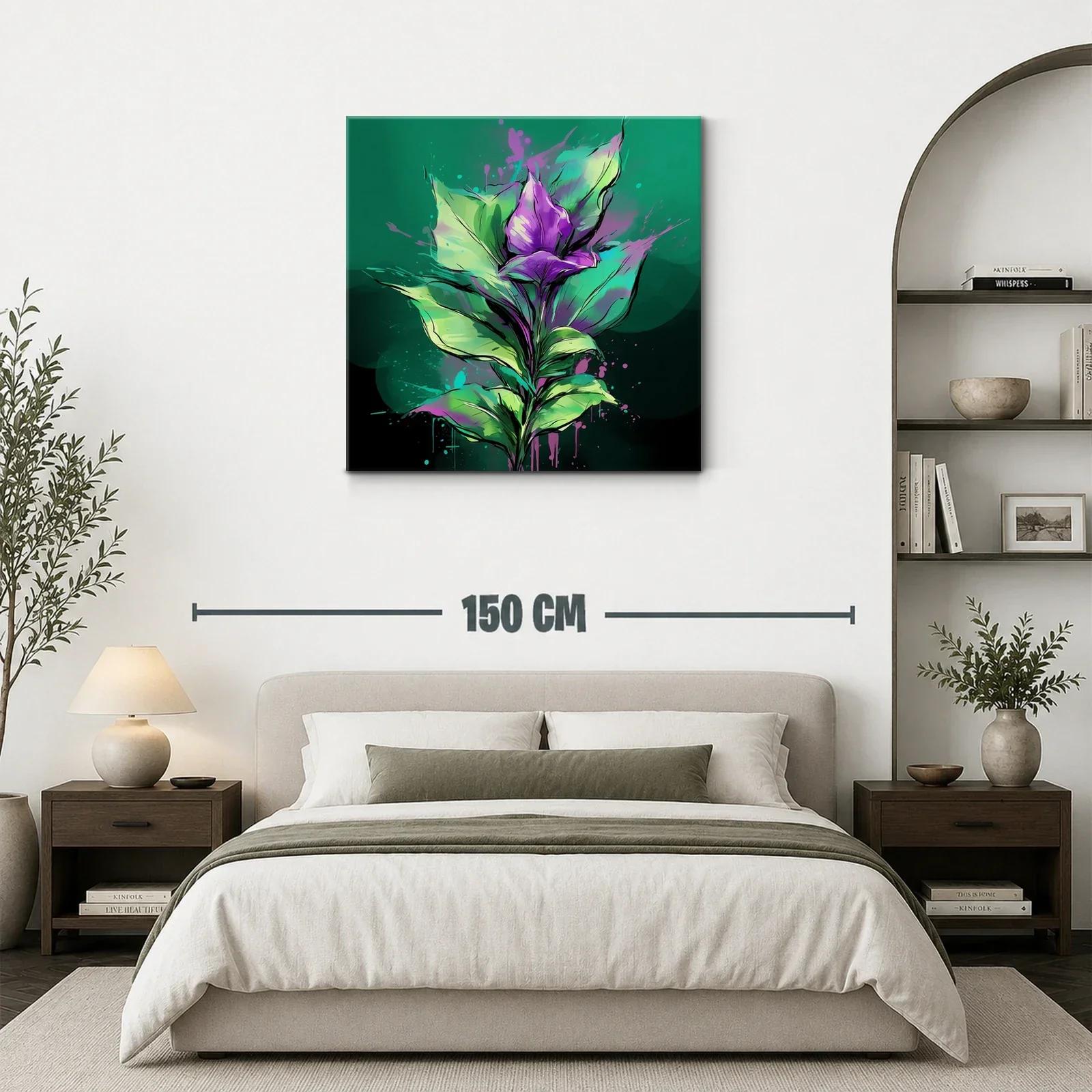 Flores vibrantes en tonos verdes y púrpuras intensos — miniatura 3
