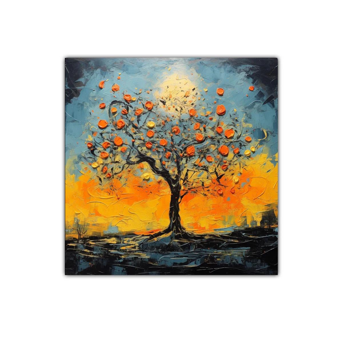 Árbol vibrante con frutos en contraste cálido y frío — imagen principal