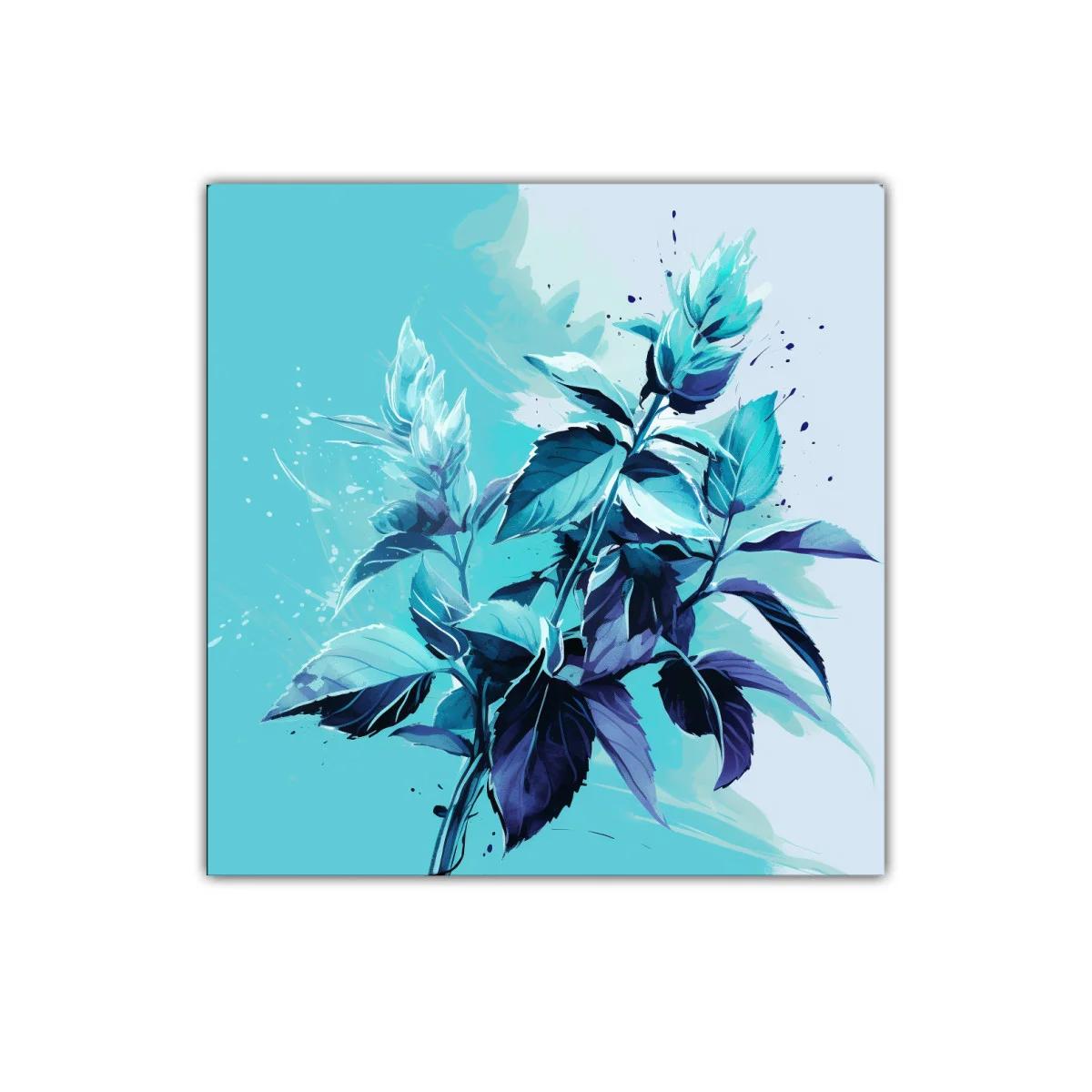 Cuadro decorativo con ramo floral en tonos azulados — imagen principal