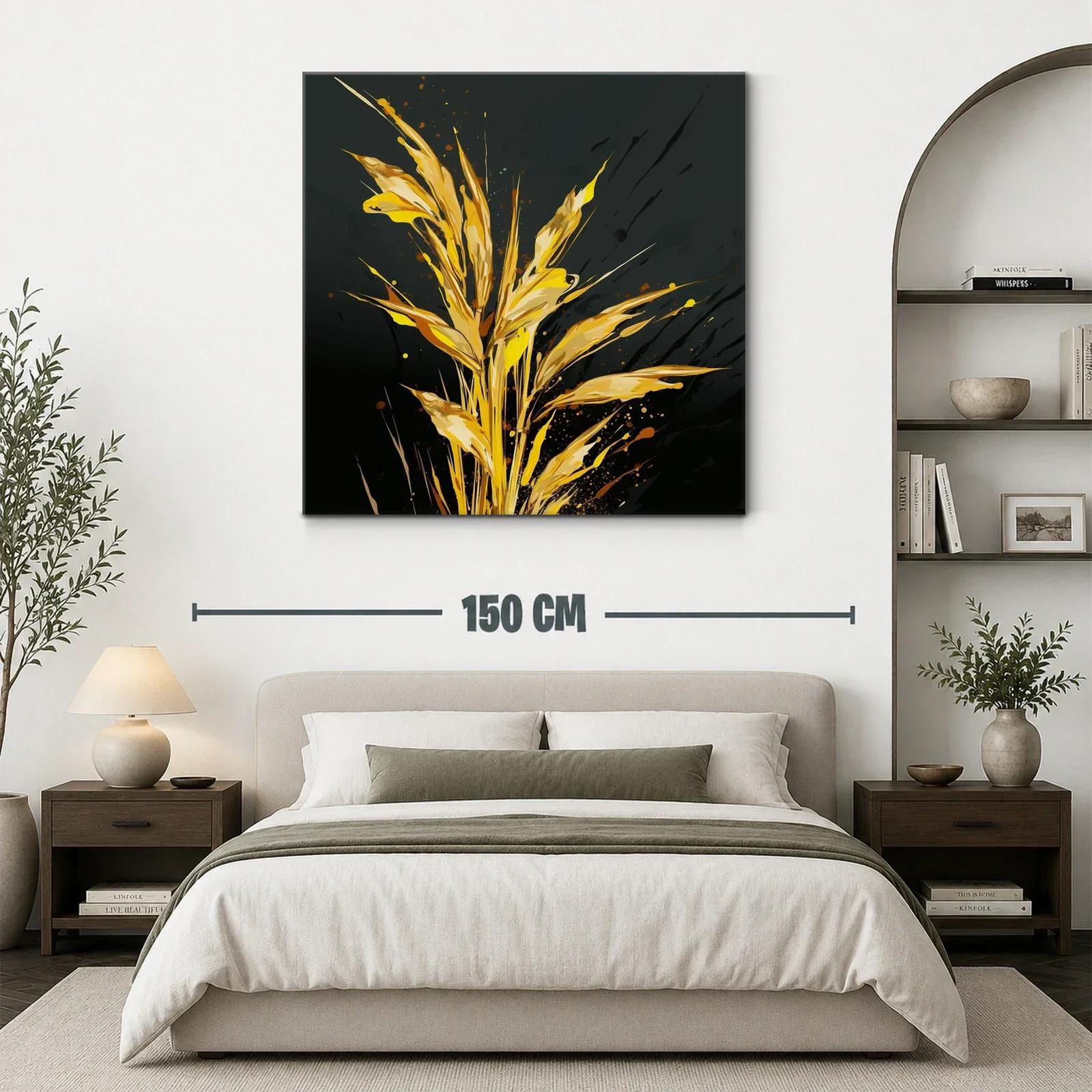 Cuadro con inspiración natural en tonos dorados y negros — miniatura 3