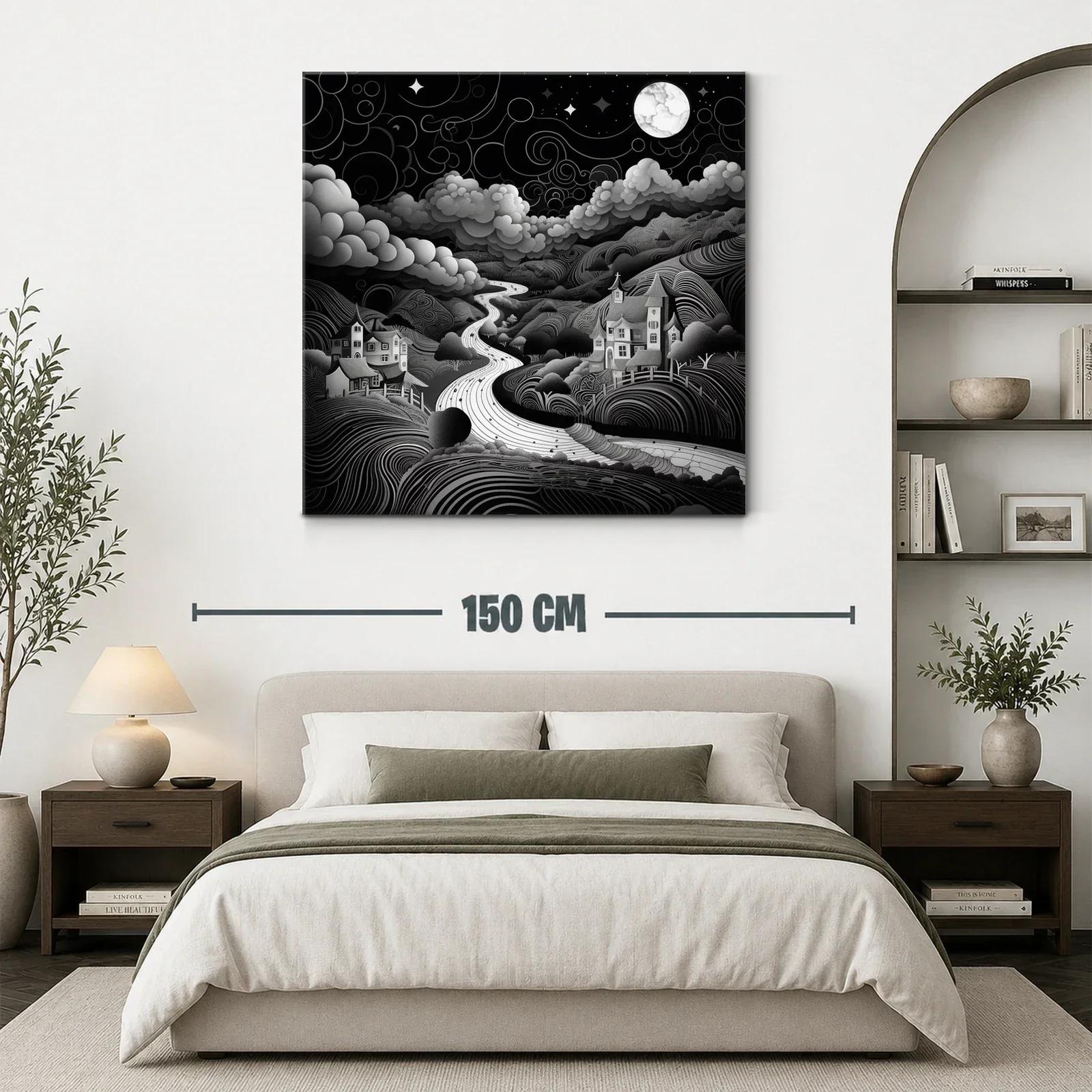 Paisaje nocturno onírico con río bajo la luna llena — miniatura 3