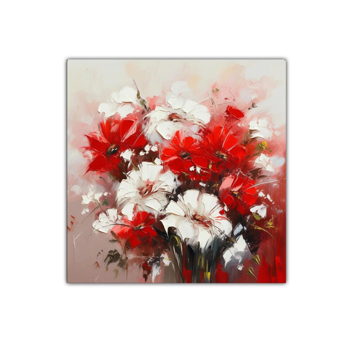 Flores vibrantes en rojo y blanco con fondo suave — miniatura 1