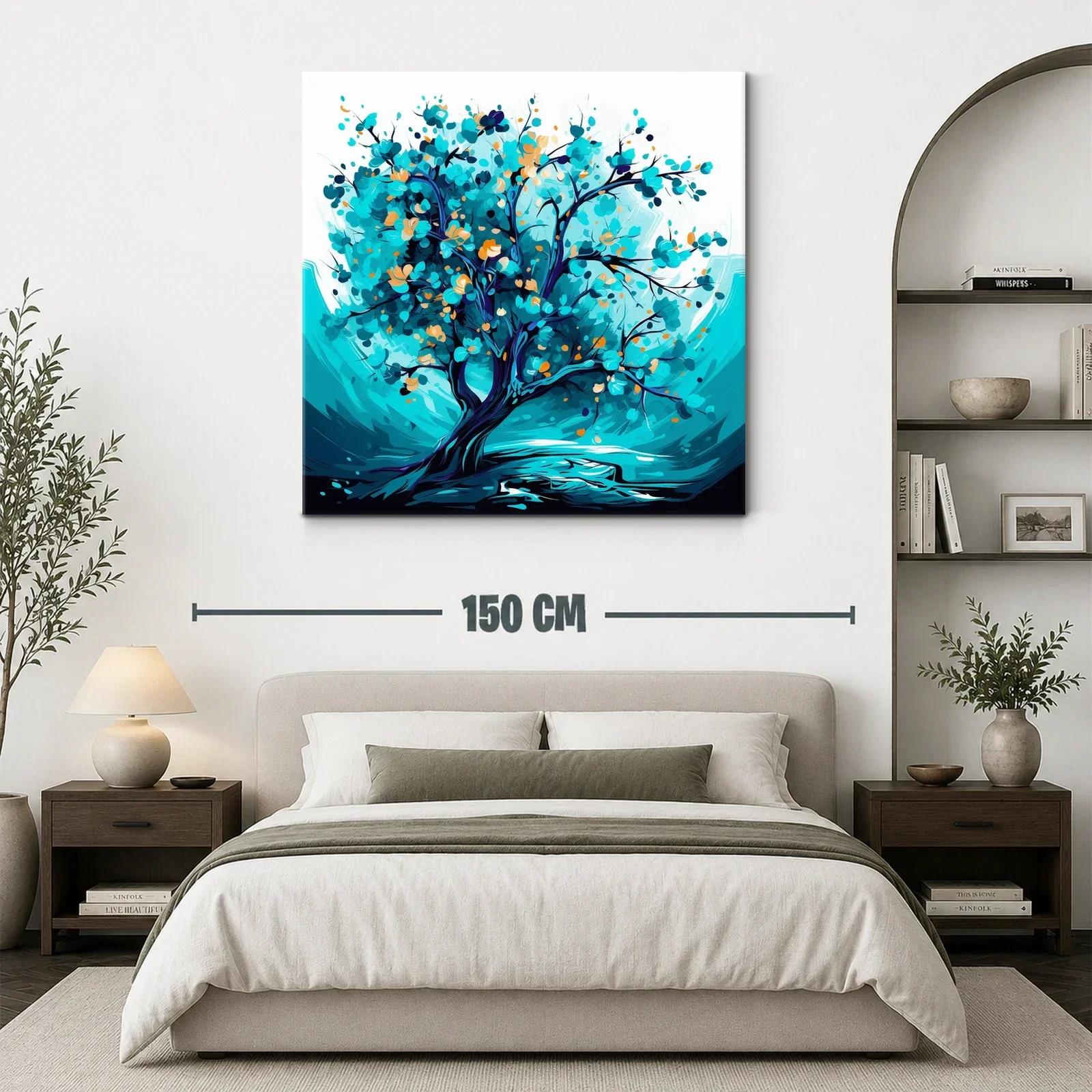 Árbol vibrante en tonos turquesa y azul profundo — miniatura 3