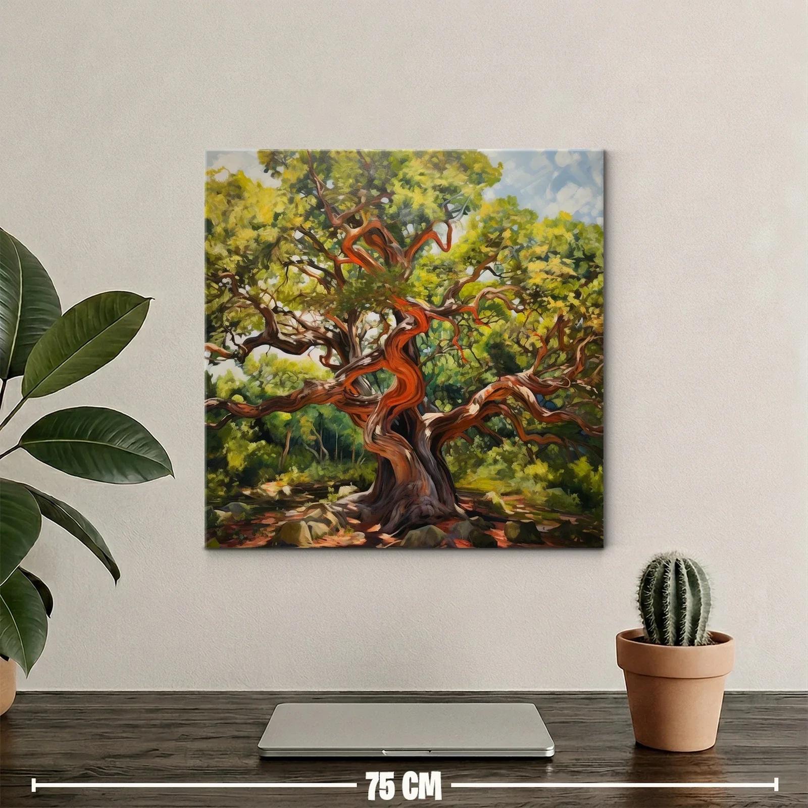 Árbol con ramas sinuosas y follaje exuberante en tonos verdes — miniatura 2