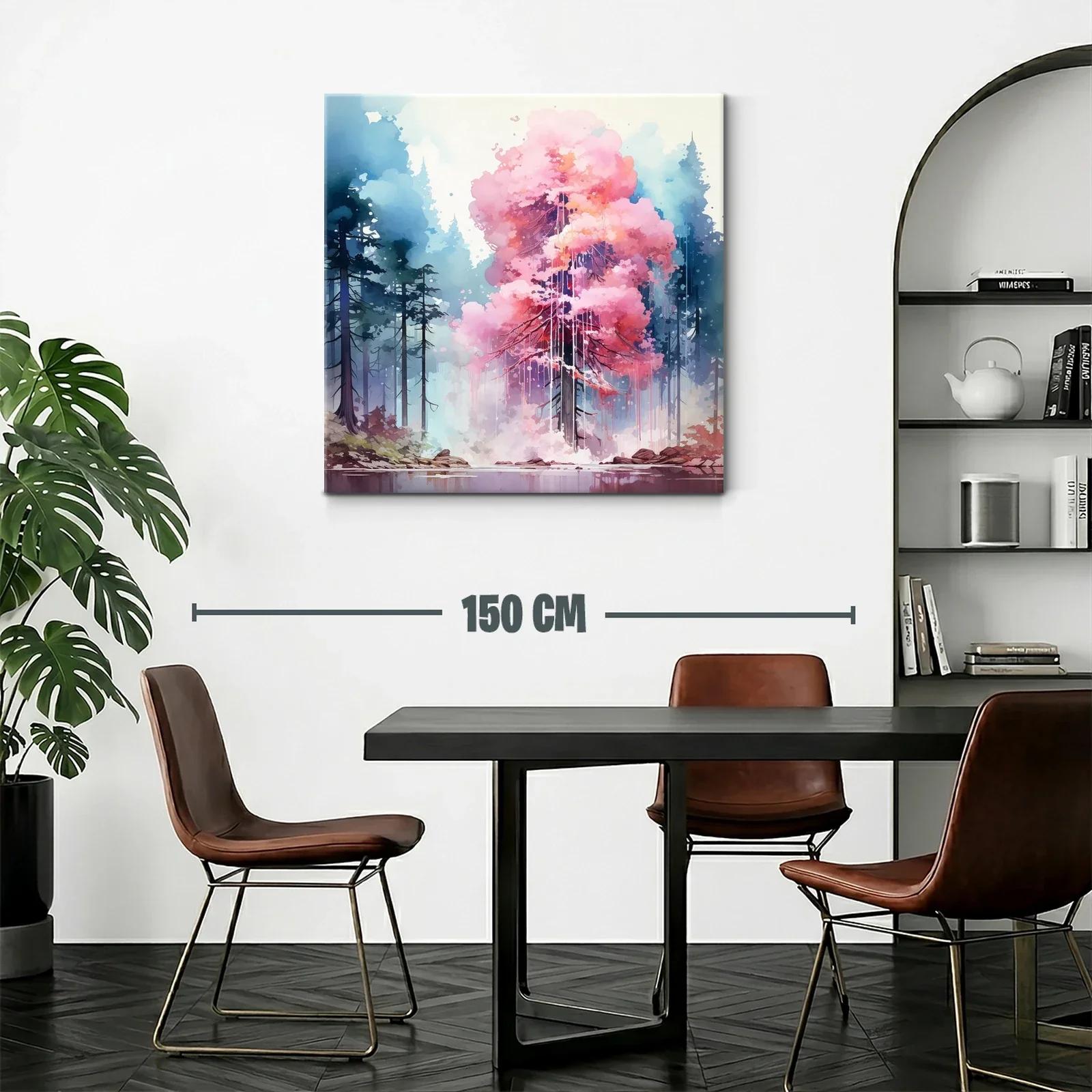 Árbol rosa vibrante en bosque de ensueño matutino — miniatura 2