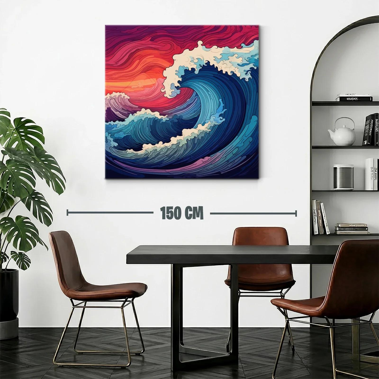 Olas dinámicas en atardecer vibrante y mar profundo — miniatura 2