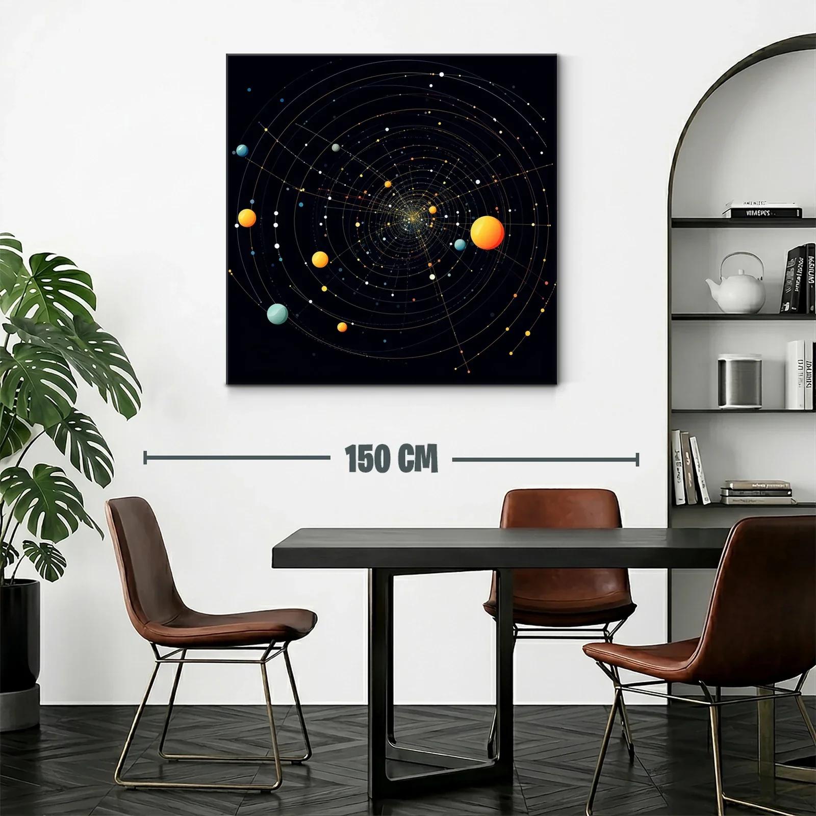 Cuadro abstracto con espiral cósmica y elementos planetarios — miniatura 2