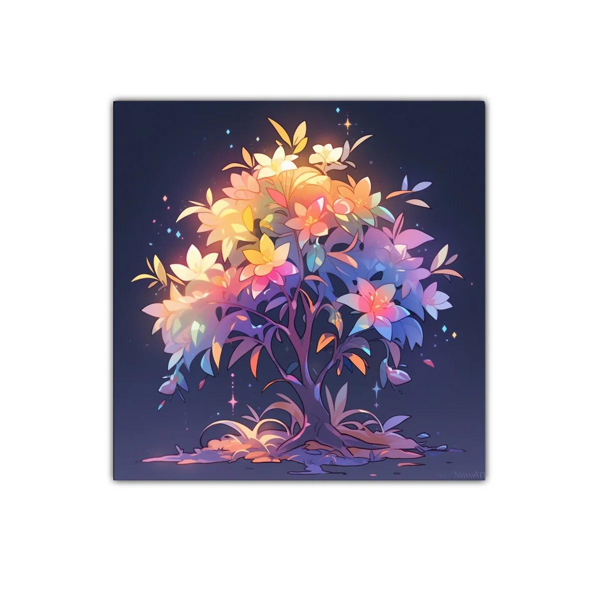 Árbol mágico con flores luminosas y tonos pastel brillantes — imagen principal