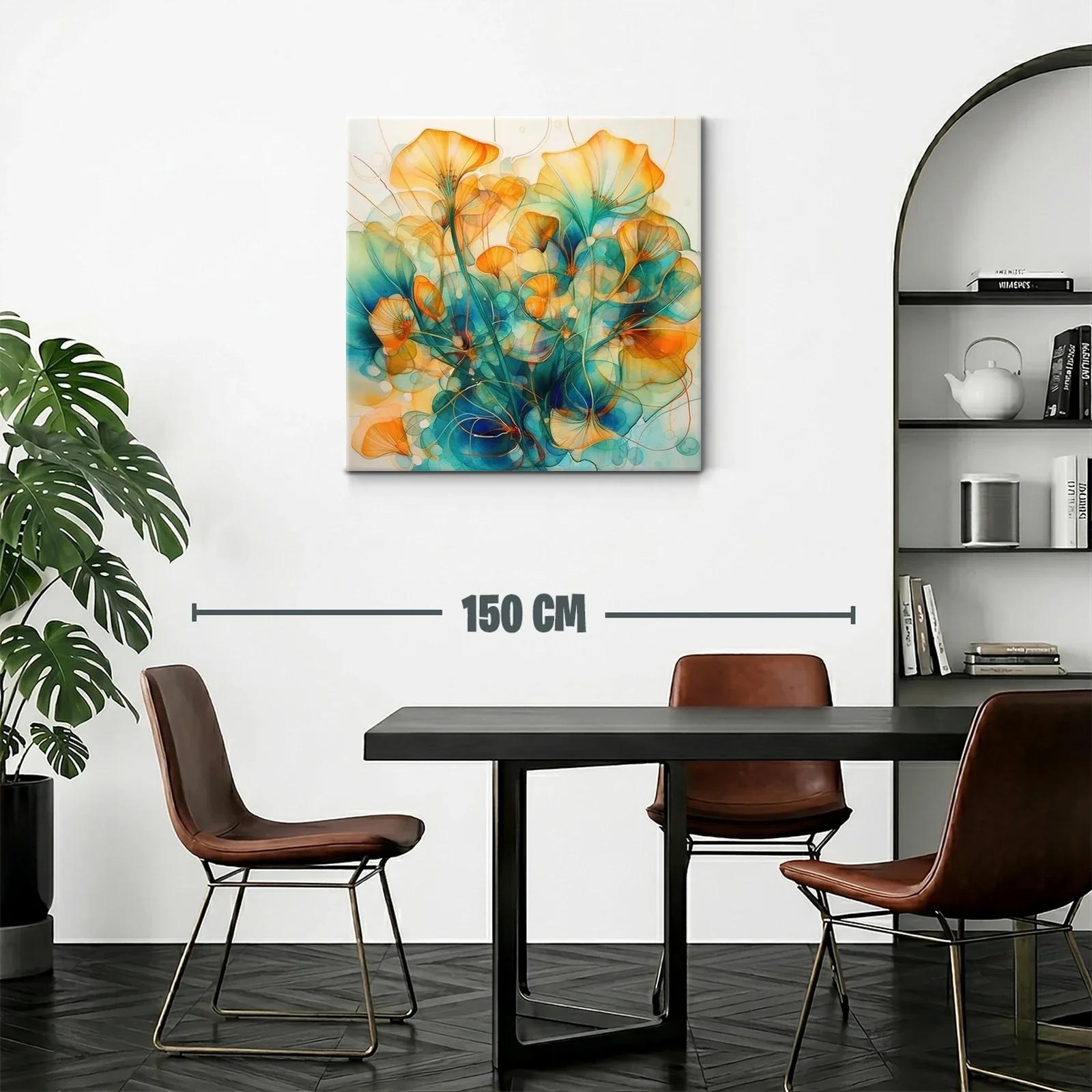 Floración abstracta en tonos cálidos y azules vibrantes — miniatura 2