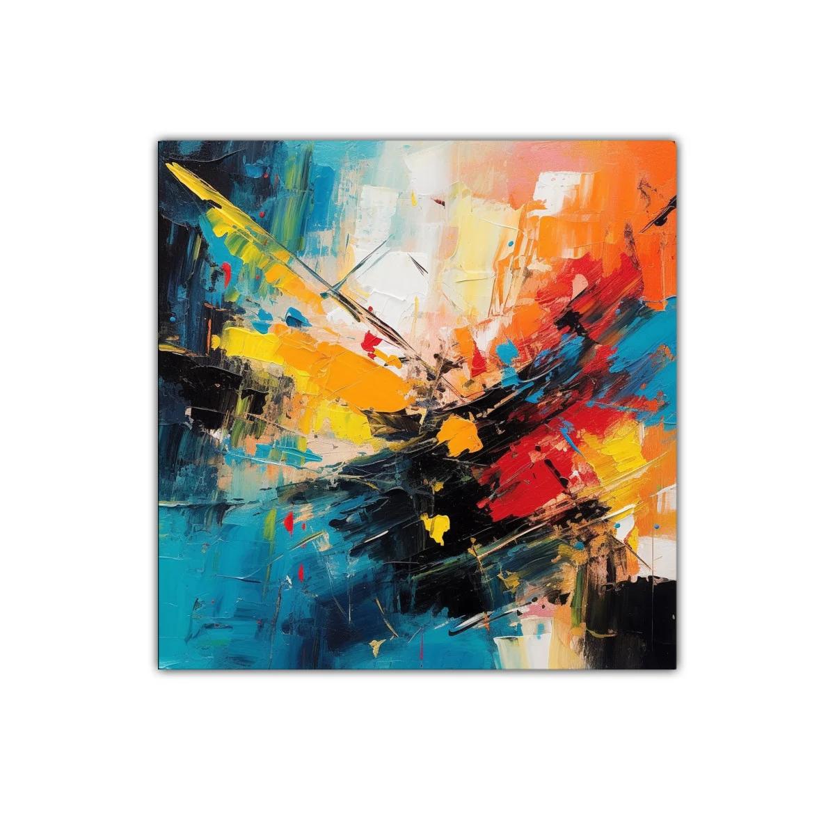 Cuadro abstracto vibrante con explosión de colores intensos