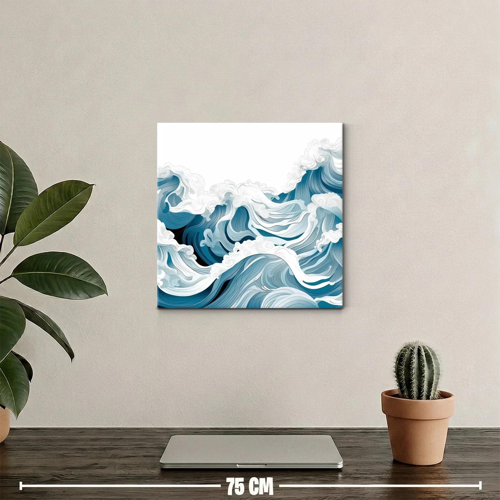 Movimiento fluido de olas en paleta azul y blanco — miniatura 2