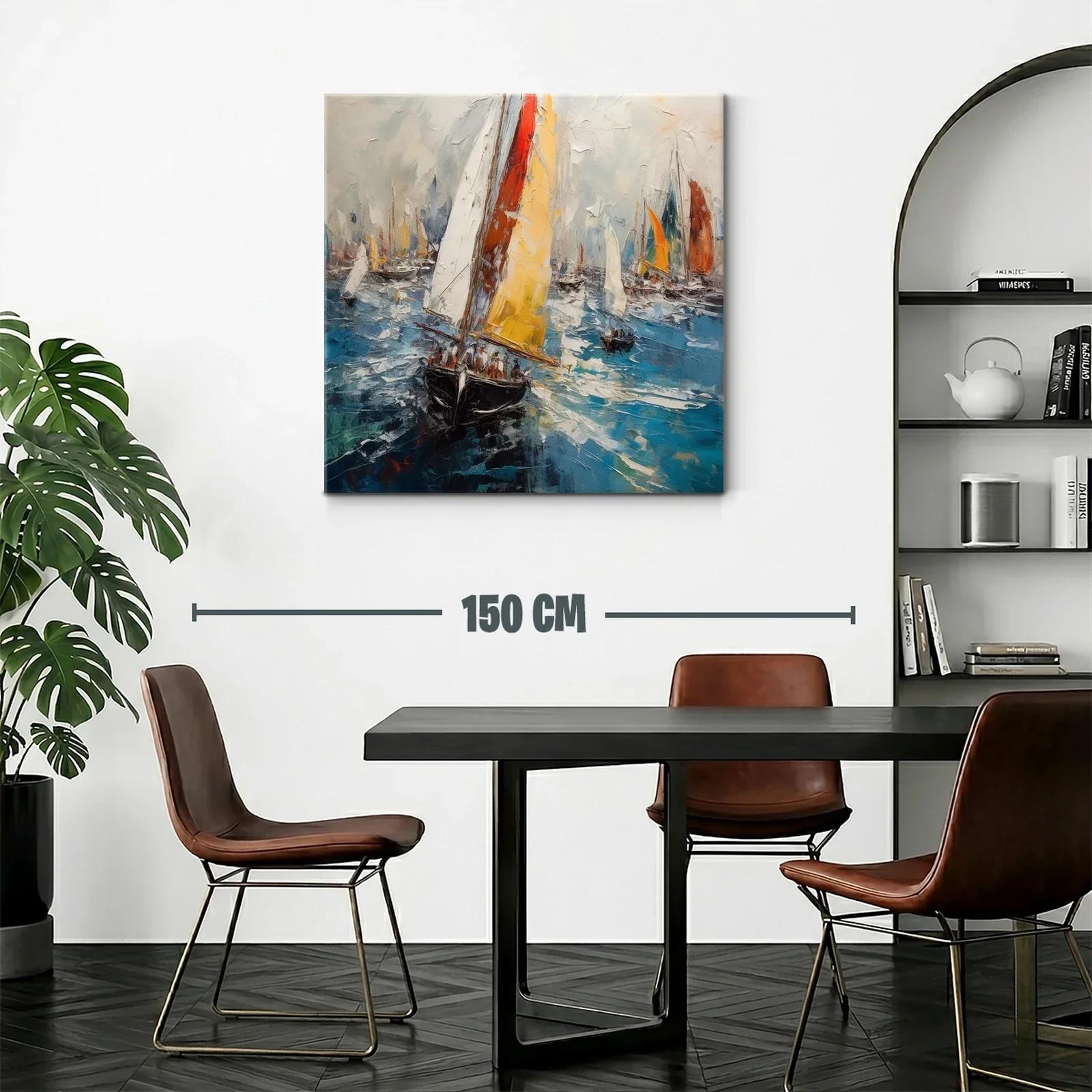 Regata de veleros en vibrantes aguas azules — miniatura 2