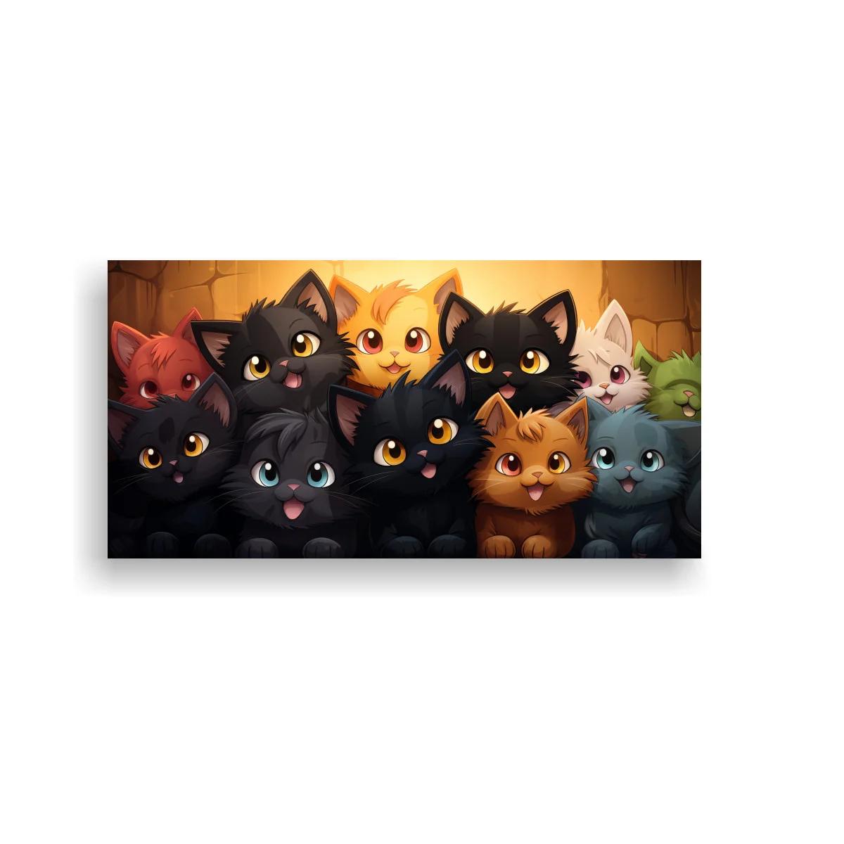 Cuadro grupo de gatitos asomándose juntos