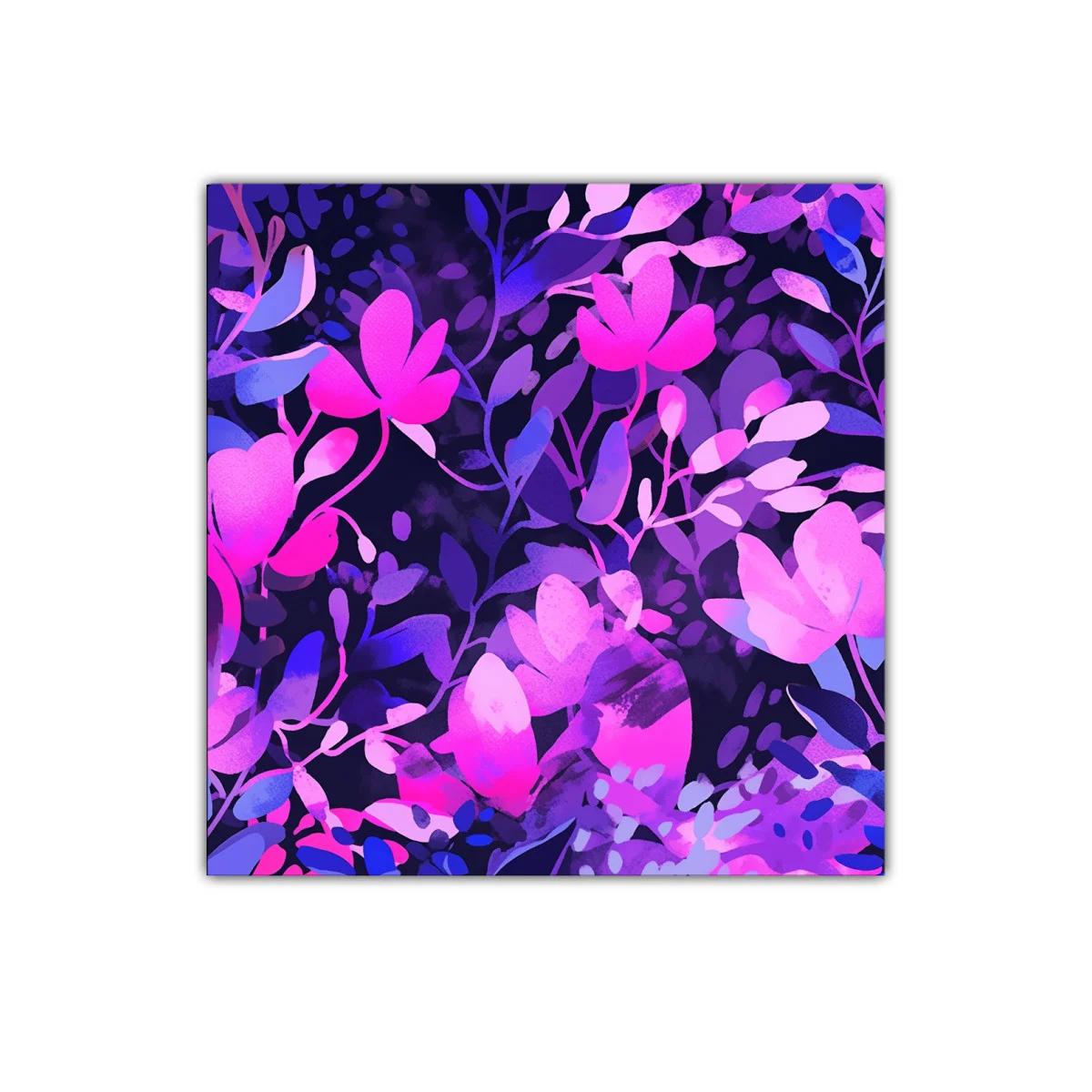 Cuadro decorativo de flores en tonos vibrantes morados y rosas