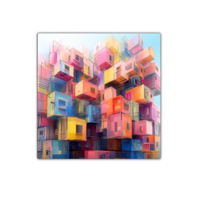 Composición colorida con cubos urbanos en arquitectura moderna