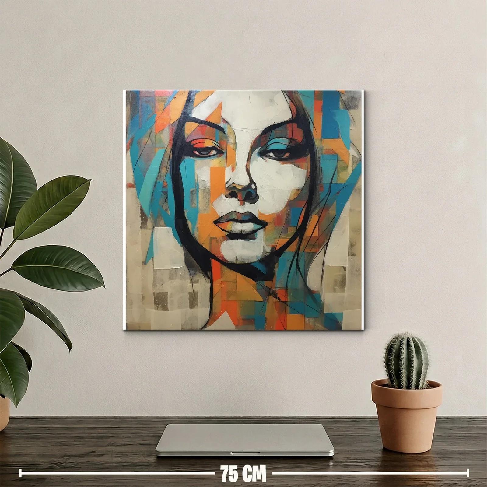 Rostro femenino en tonos cálidos y fríos contrastantes — miniatura 2