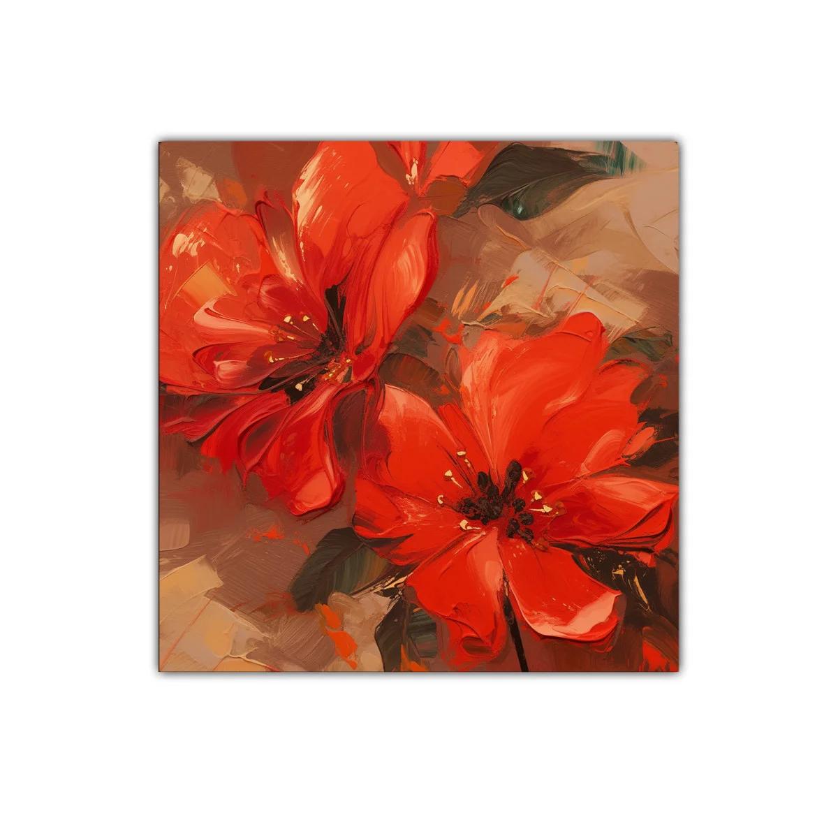 Cuadro decorativo con flores rojas vibrantes y elegancia orgánica — imagen principal