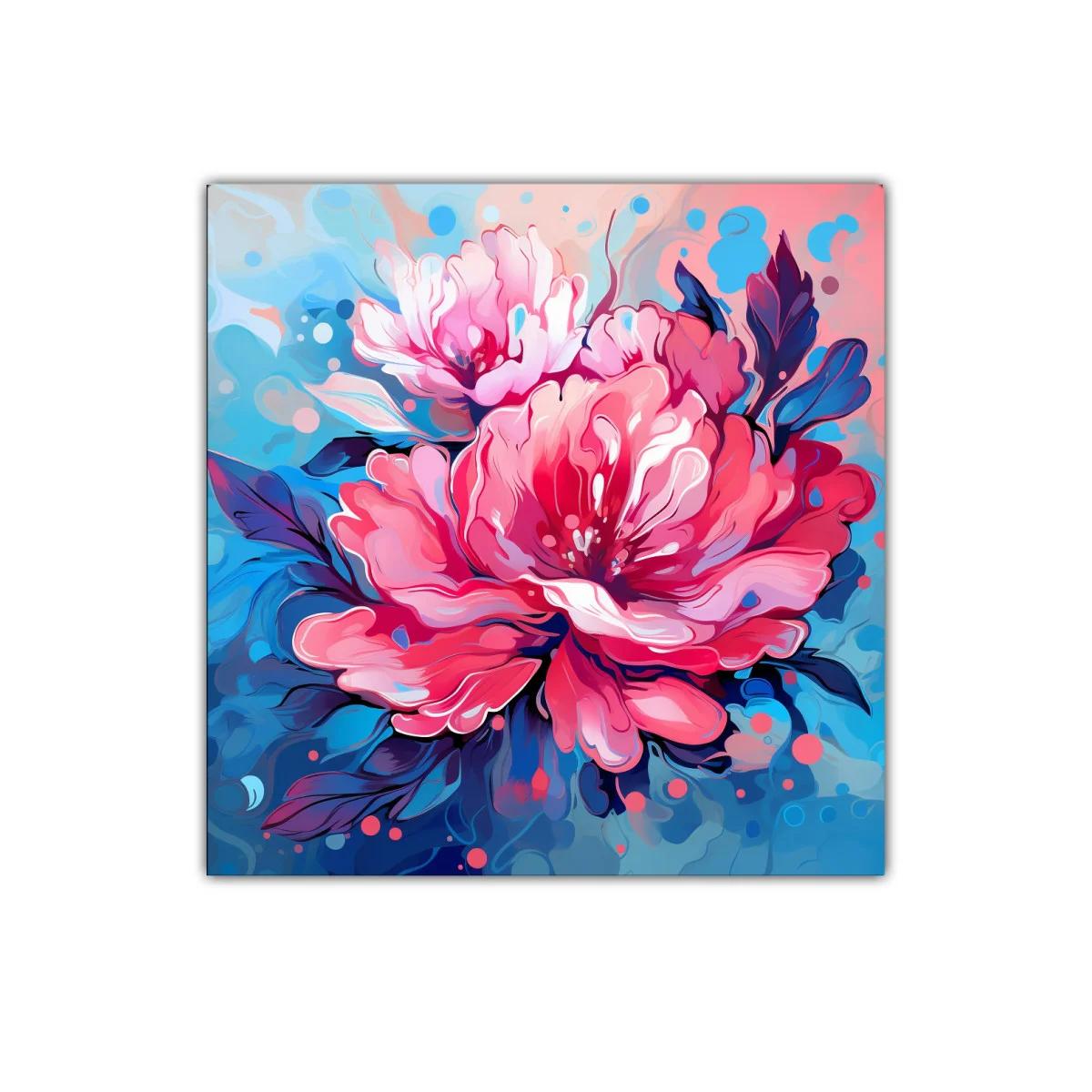 Flor vibrante en tonos coral y azul para decoración moderna — imagen principal