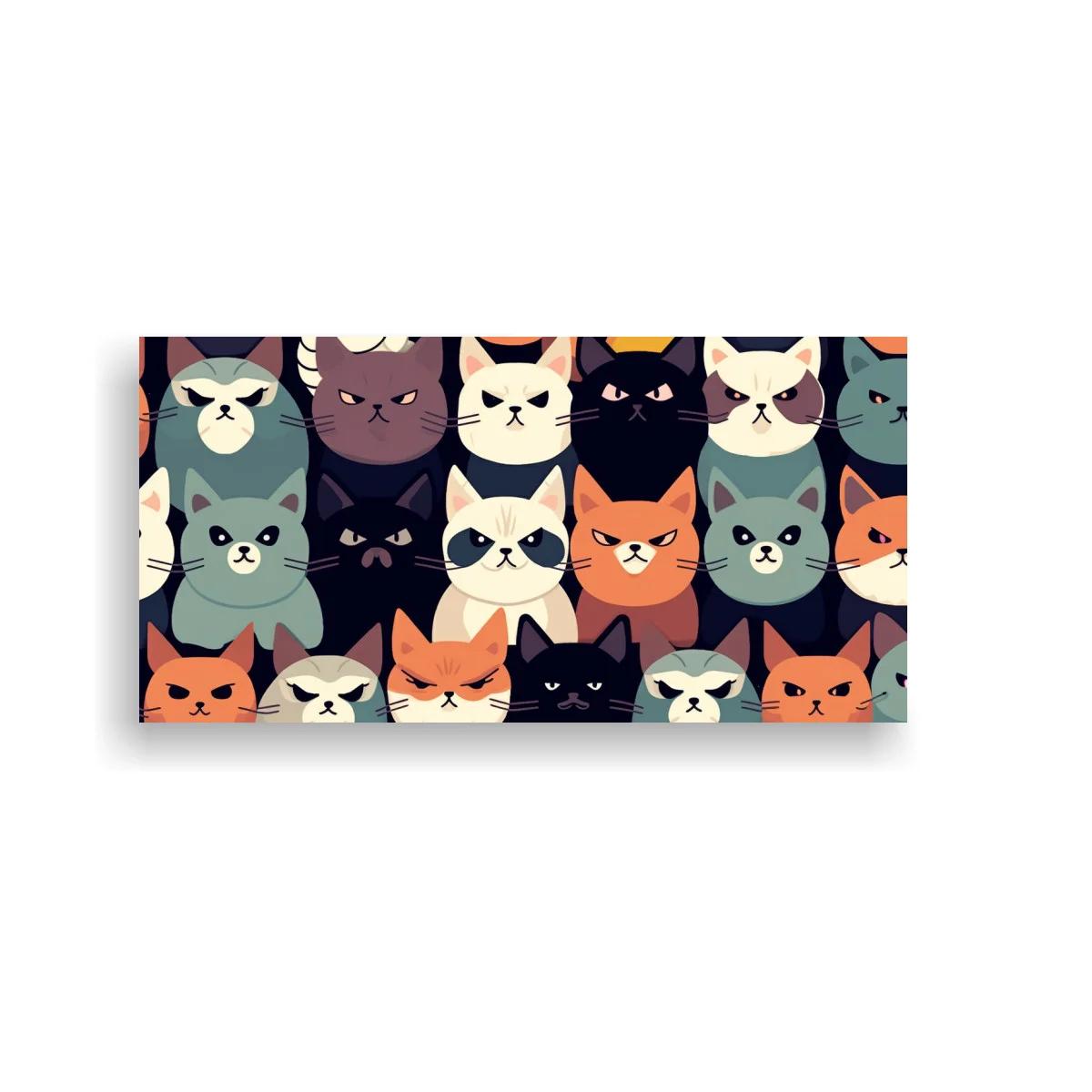 Cuadro caras de gatos en filas compactas