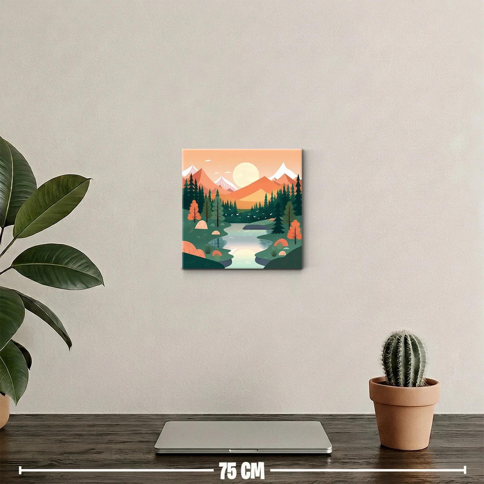 Paisaje sereno con río y montañas al atardecer — miniatura 2