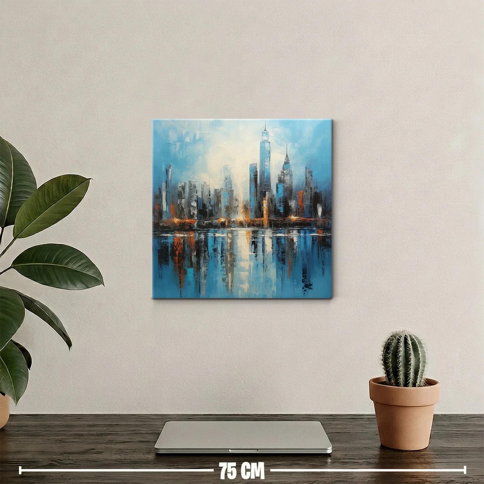 Cuadro panorámico moderno con ciudad reflejada en agua — miniatura 2