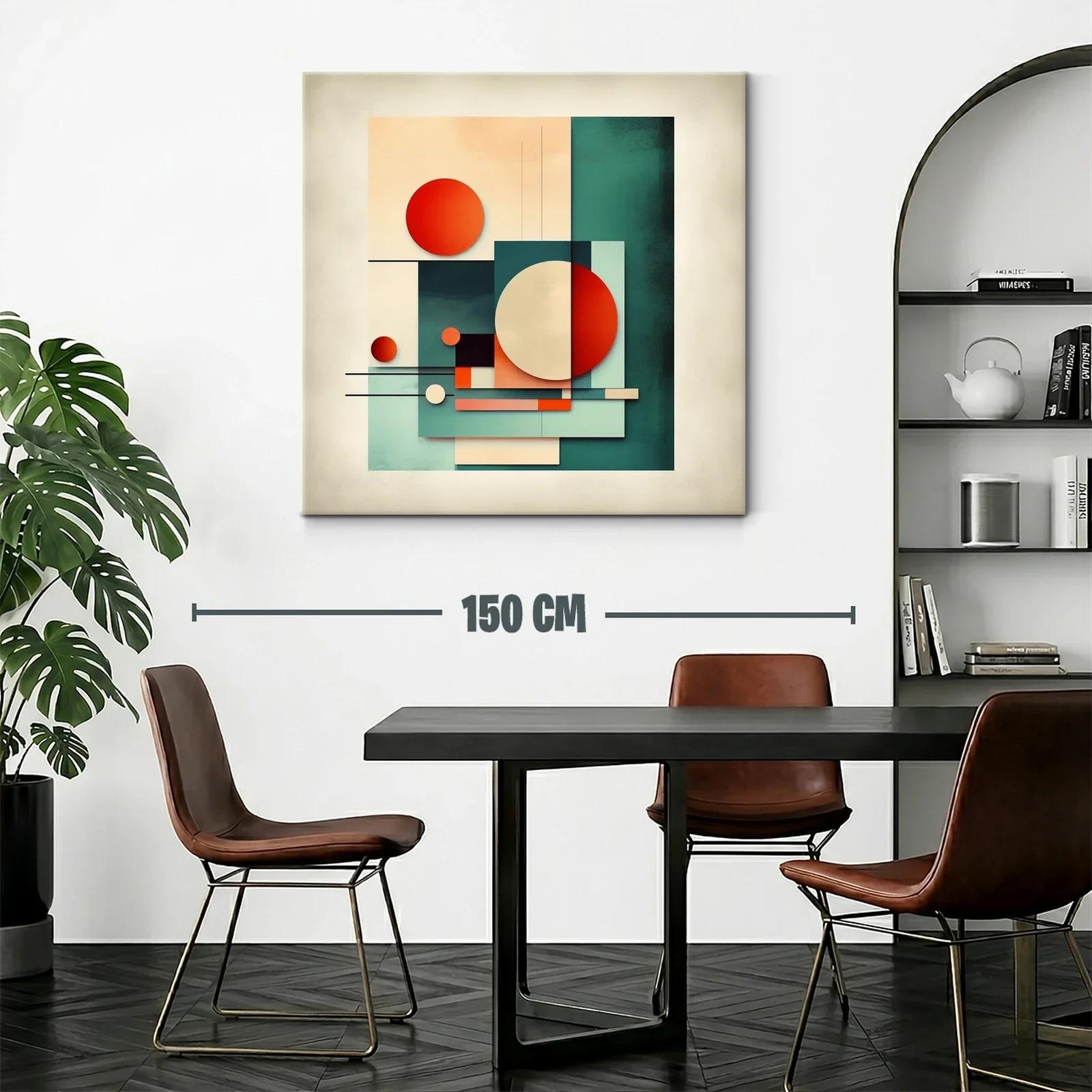 Composición geométrica con círculos rojos y tonos verdes — miniatura 2