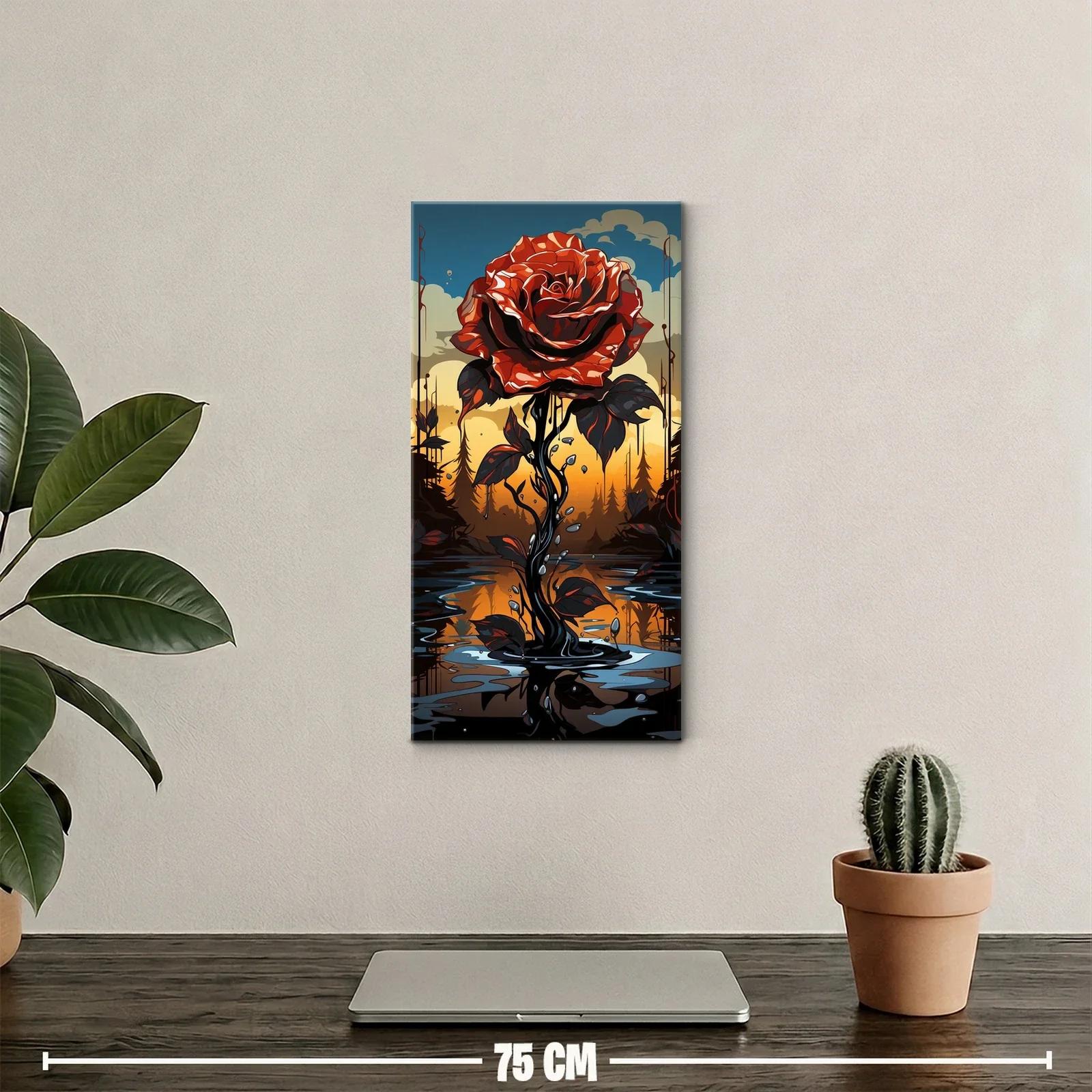 Cuadro rosa roja de gran tamaño con tallo retorcido — miniatura 2