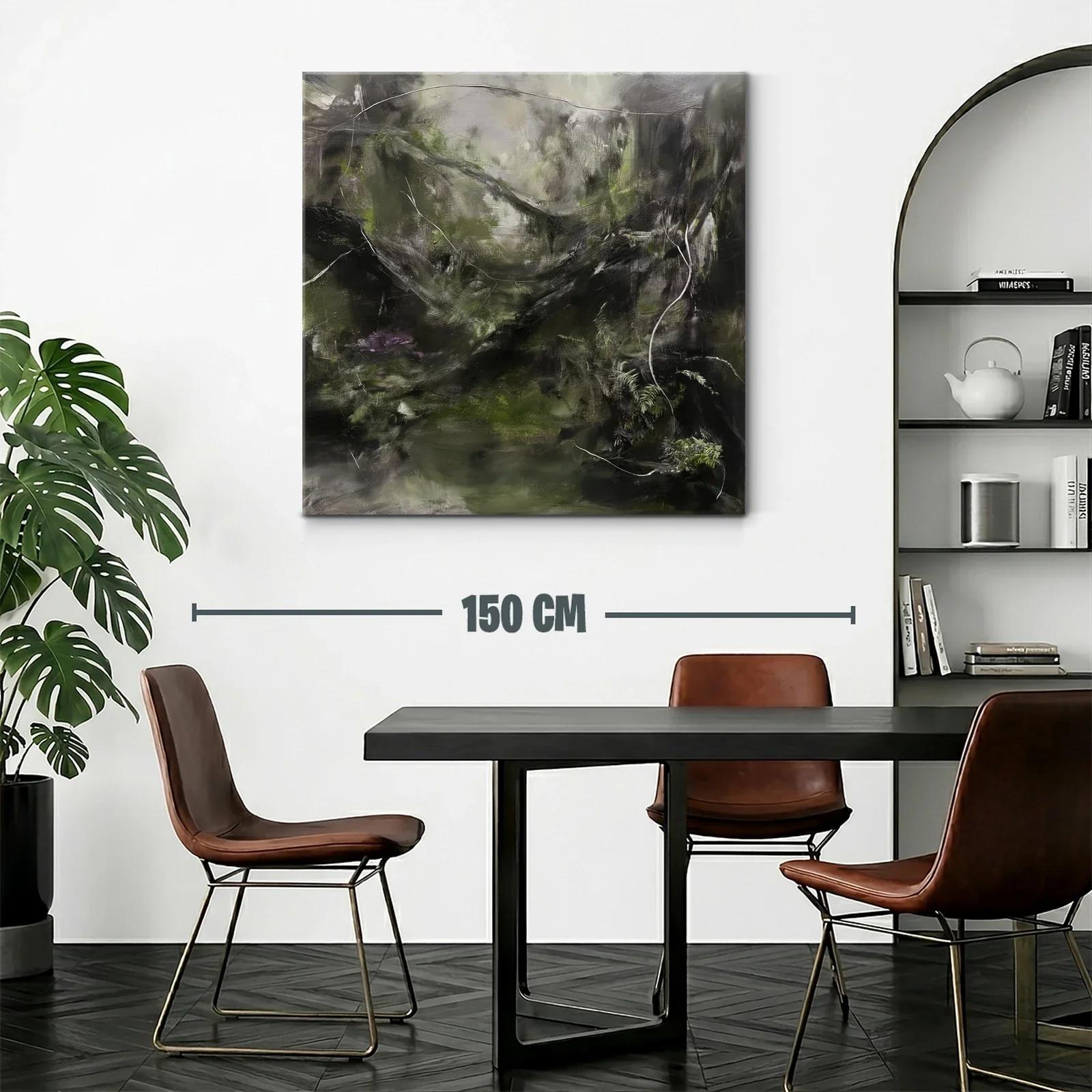 Paisaje abstracto con tonos oscuros y verdes naturales — miniatura 2