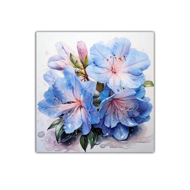 Cuadro decorativo con delicadas flores azules y rosa suave