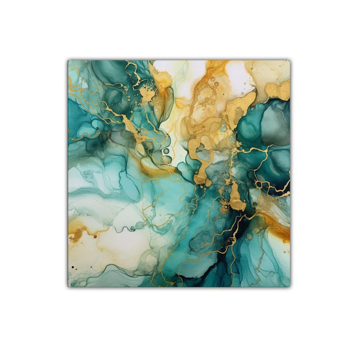 Composición abstracta con tonos verdes y dorados elegantes — miniatura 1