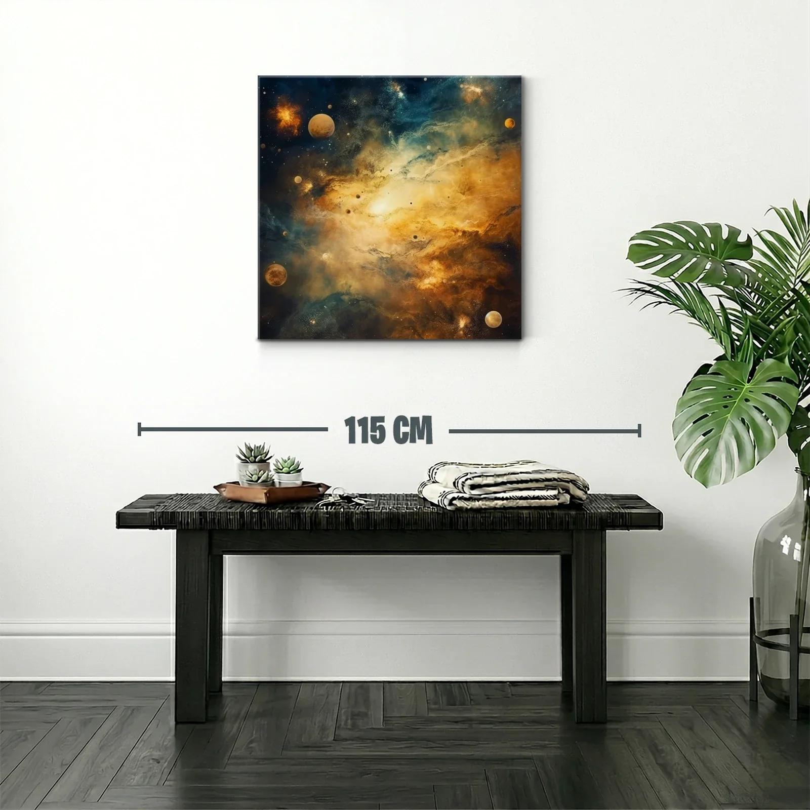 Galaxia brillante entre mundos y estrellas doradas — miniatura 2