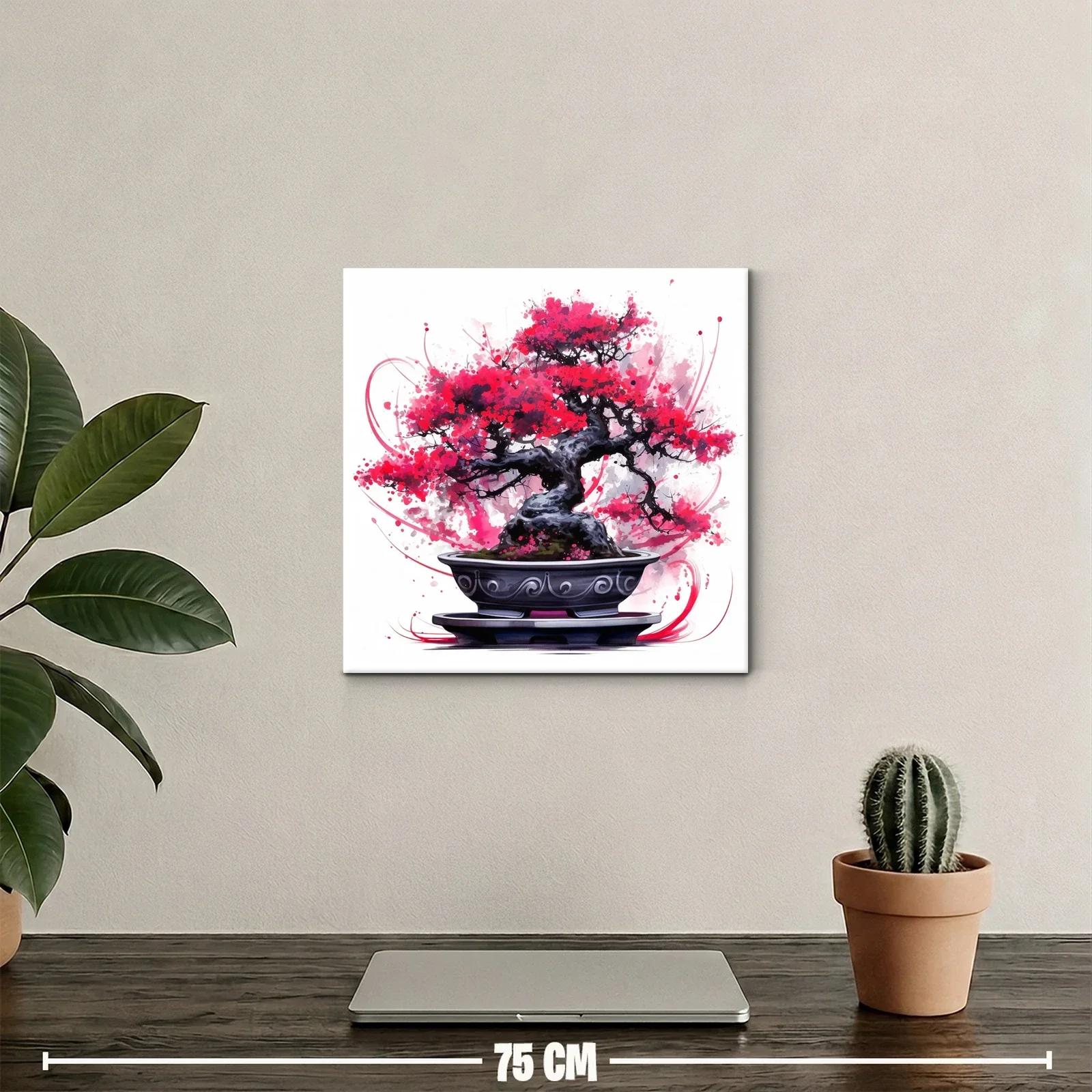 Bonsái con Flores Rojas en Estilo Artístico Vivo — miniatura 2