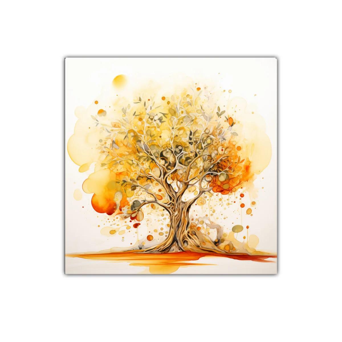 Árbol abstracto con tonos cálidos y dorados