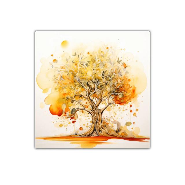 Árbol abstracto con tonos cálidos y dorados