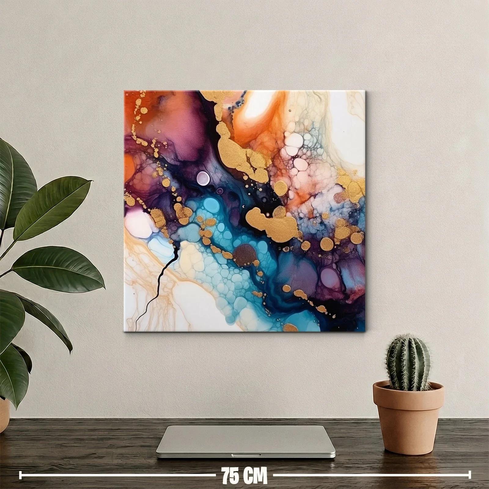 Abstracción vibrante con tonos cálidos y detalles dorados — miniatura 2