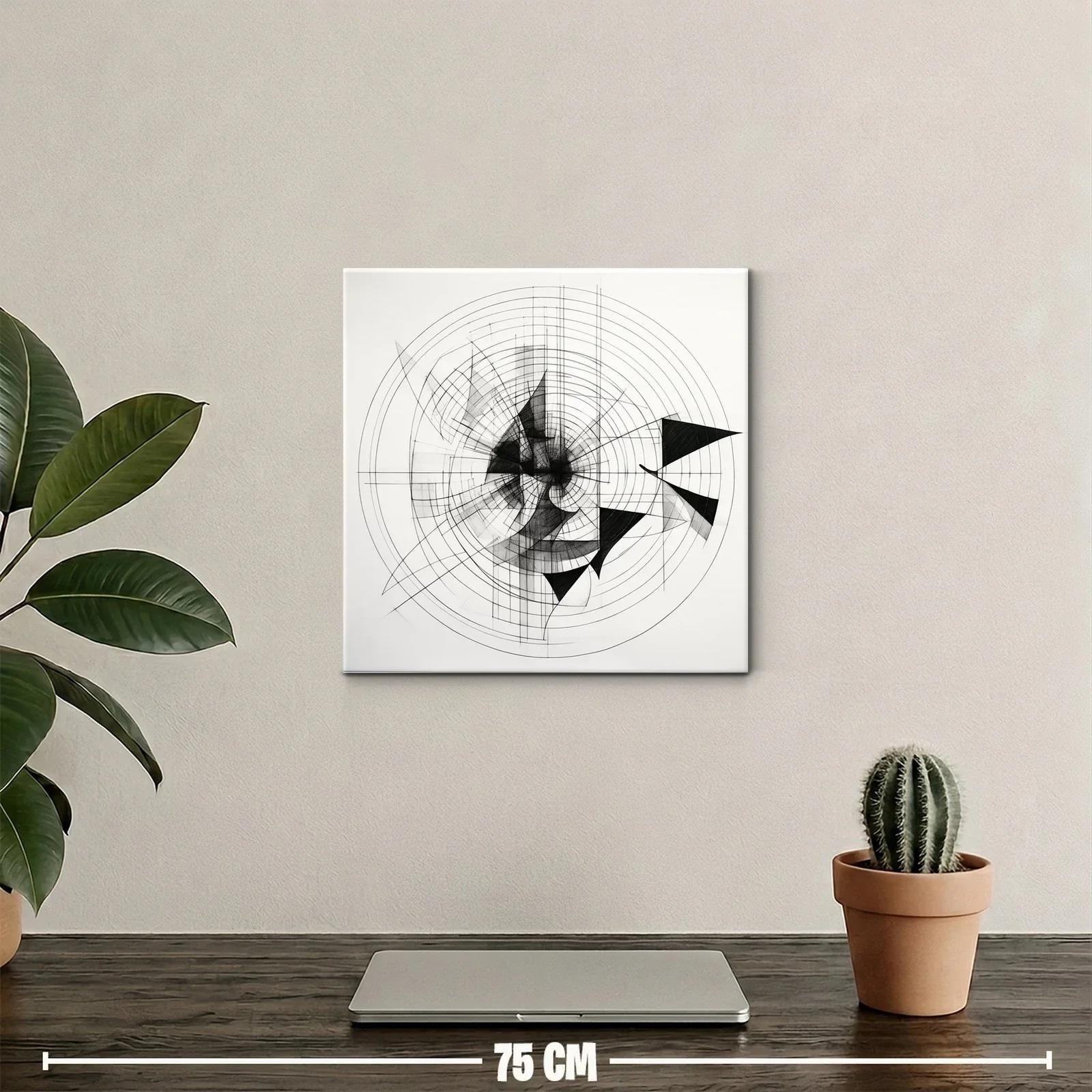 Composición geométrica en blanco y negro con círculos concéntricos — miniatura 2