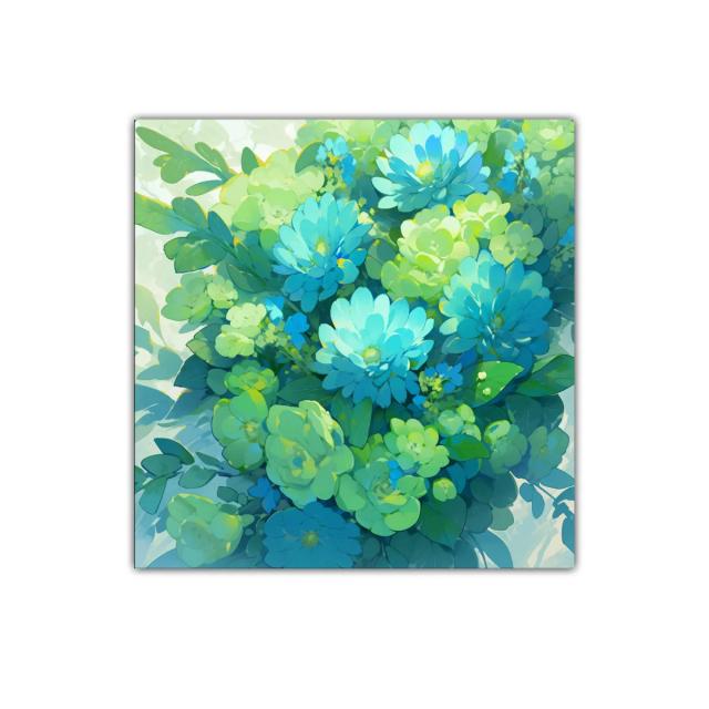 Ramo vibrante de flores azules y verdes para decorar
