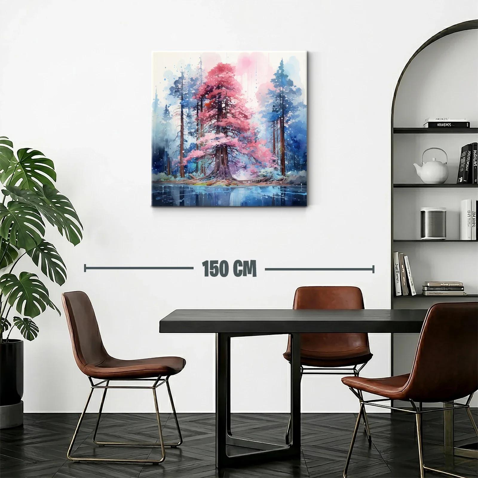 Bosque mágico con árboles en tonos rosa y azul — miniatura 2