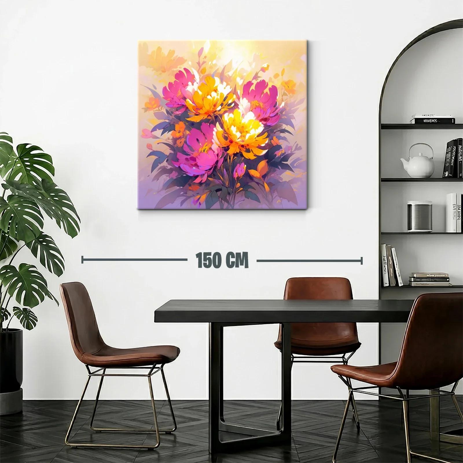 Cuadro con ramo de flores vibrantes en tonos cálidos — miniatura 2
