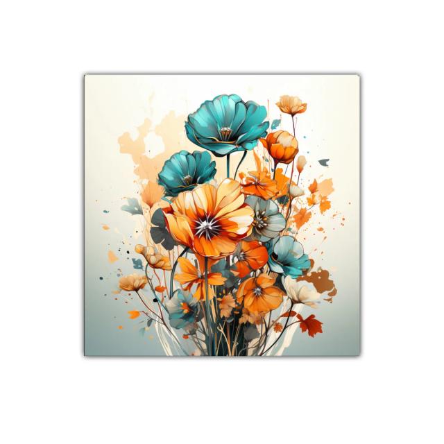 Flores vibrantes en tonos azul y naranja para decorar espacios