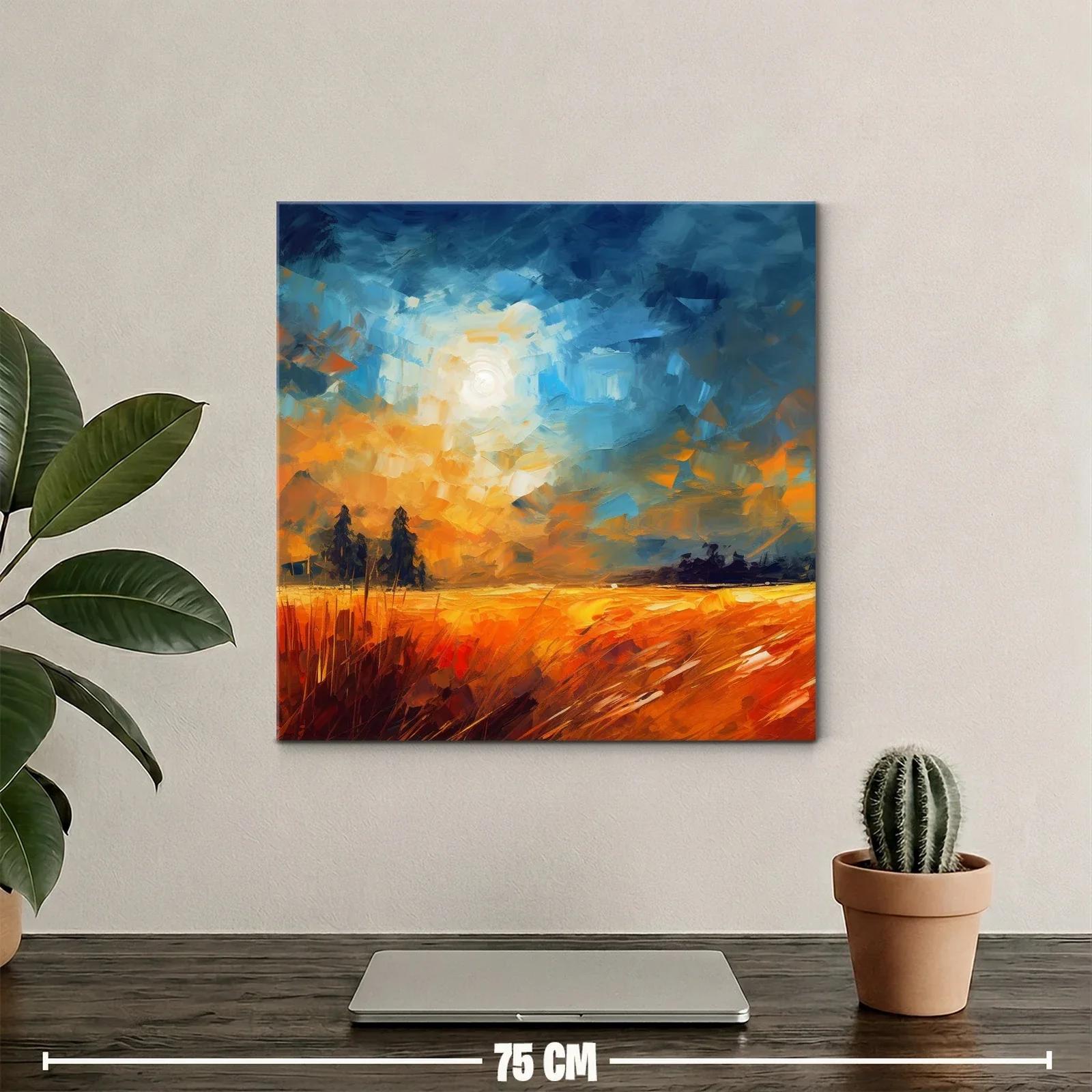 Paisaje abstracto de campo dorado al atardecer — miniatura 2