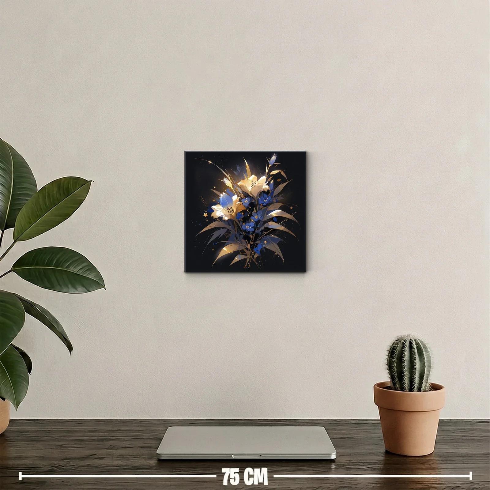 Elegancia floral en tonos dorados y azules — miniatura 2