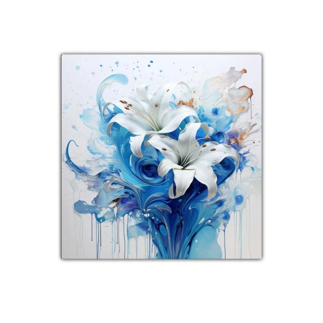 Elegancia floral en tonos azules y blanco puro