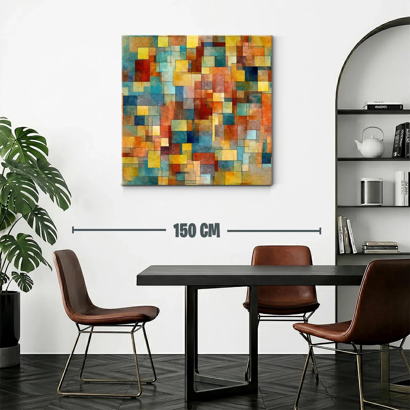 Cuadro abstracto con composición geométrica en tonos cálidos — miniatura 2
