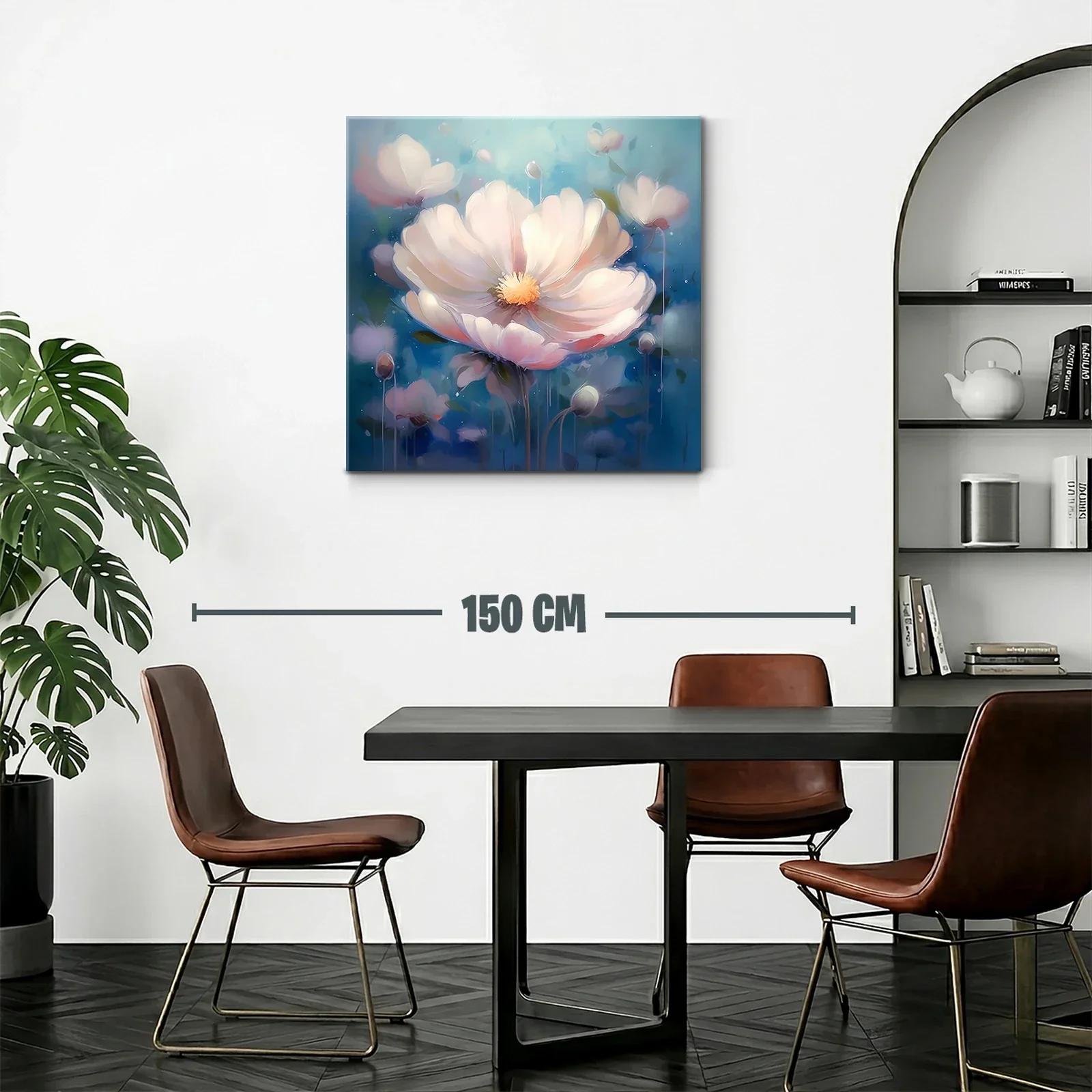 Cuadro floral etéreo con tonos suaves y azules — miniatura 2
